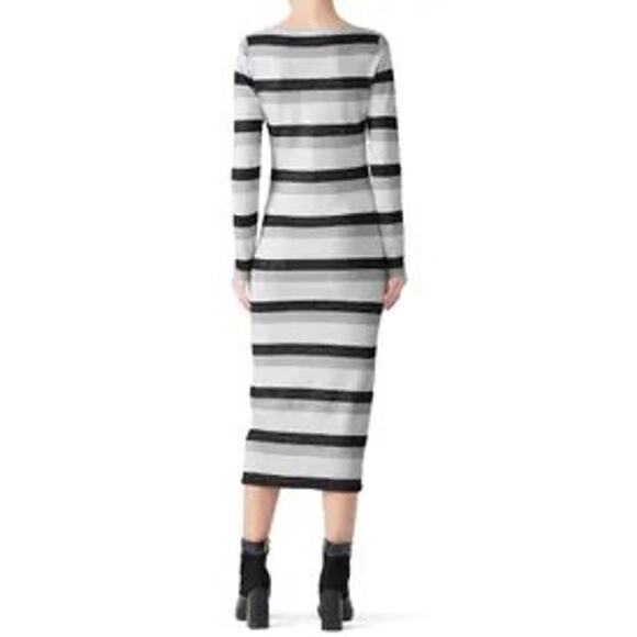 Stylestalker Avalon Knit Midi Dress Size XL Black Gray Stripe Bodycon - Picture 8 of 8